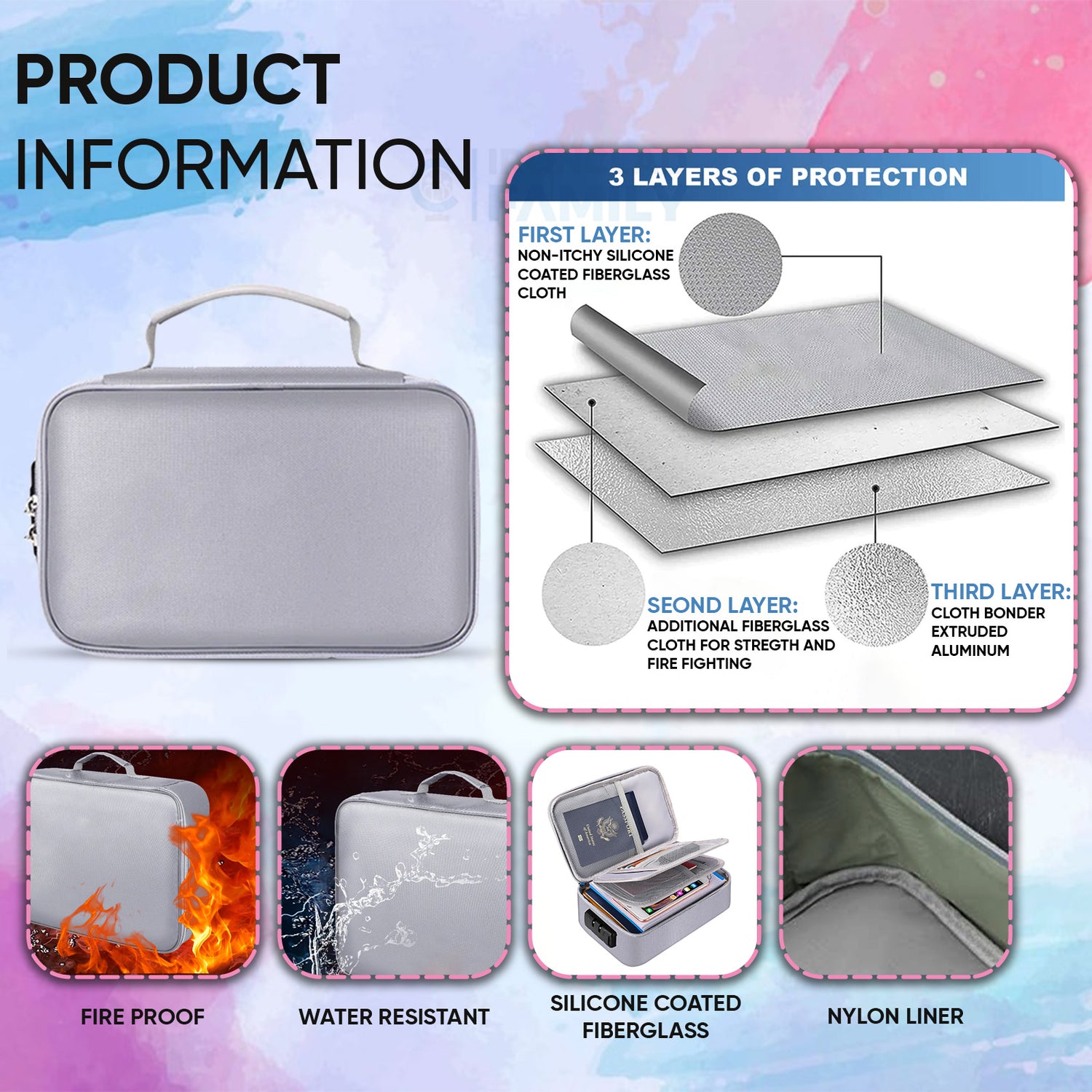 Fireproof Water-Resistant Important Documents Organizer