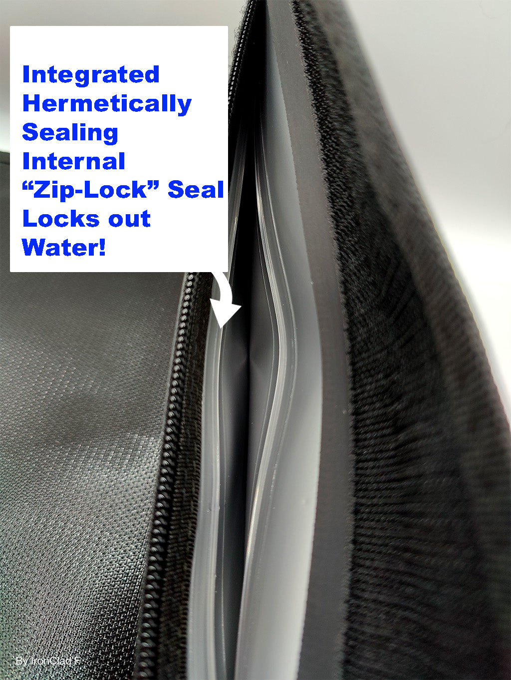 Inside view of the fireproof bag with an open zipper