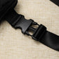 Black waterproof belt bag with a buckle