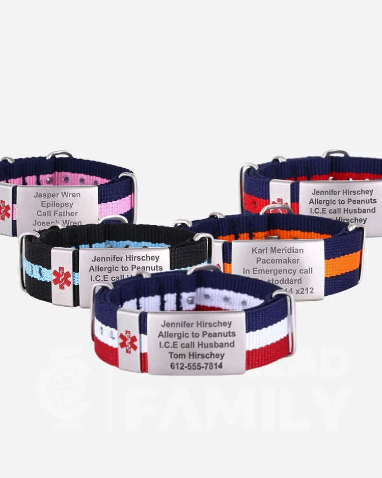 Personalized medical ID bracelet with engraved identification details