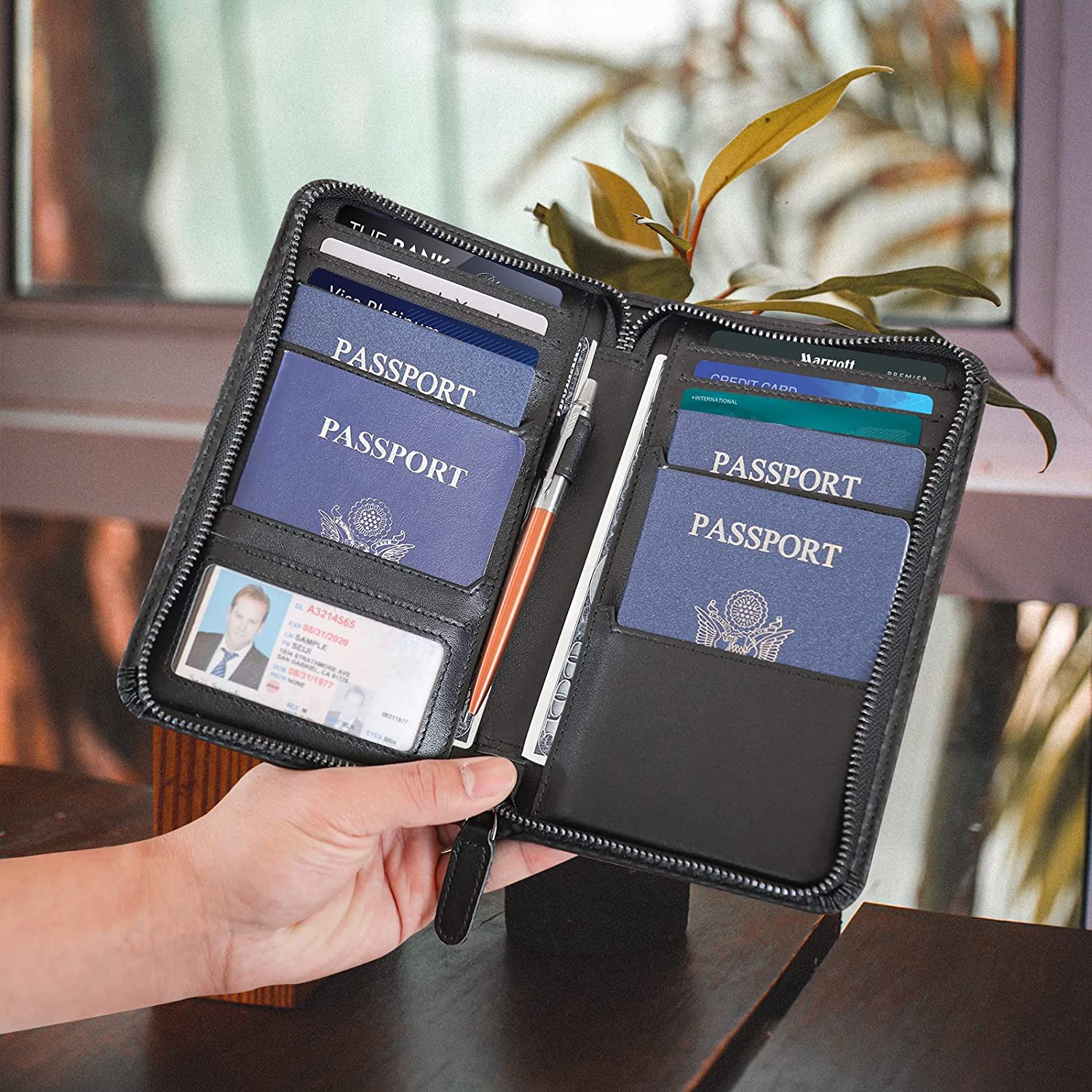 Travel with peace of mind knowing your personal information is secure with our RFID blocking passport holder, crafted with genuine leather and designed with precision to fit your documents perfectly.