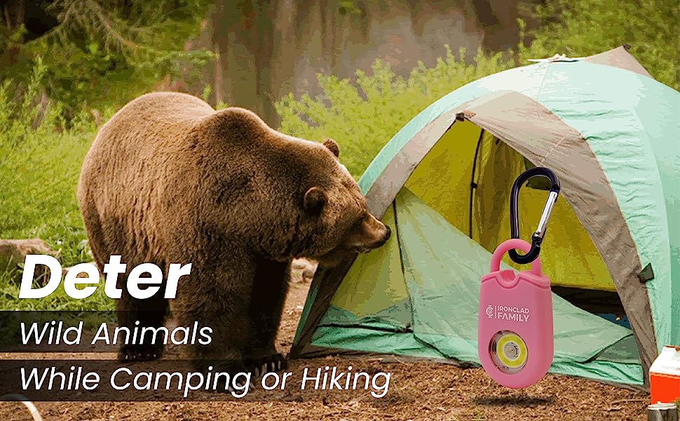 Personal alarm sound pendant keychain used for deterring wild animals during camping