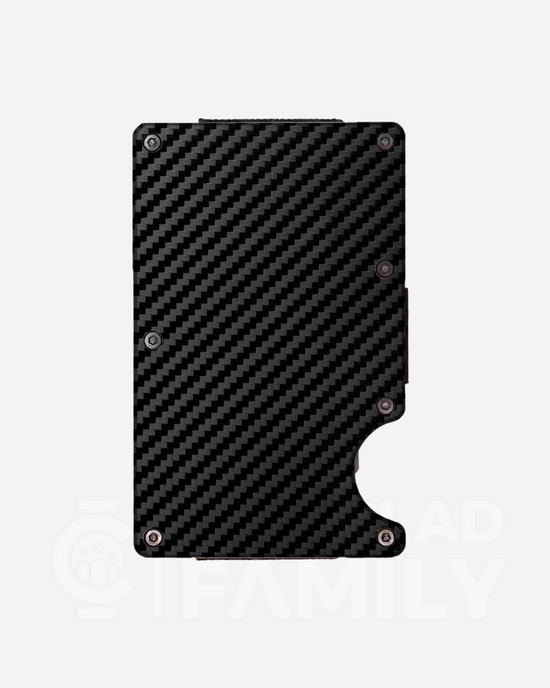 Black carbon fiber wallet equipped with RFID blocking technology