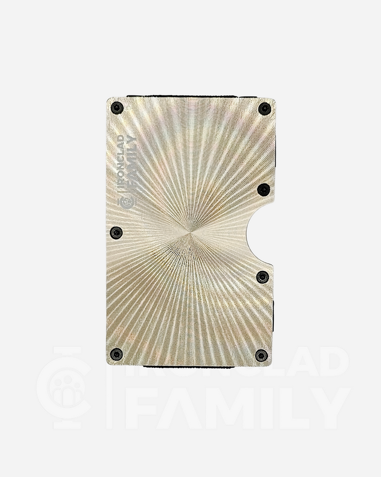 White textured metal RFID blocking wallet with a textured design