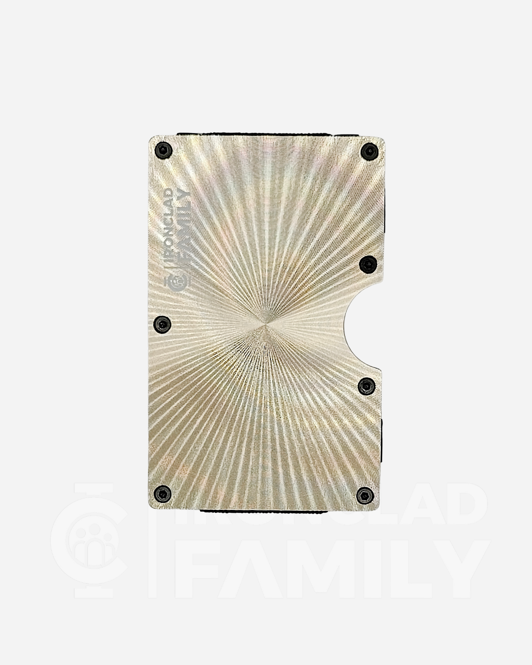 White textured metal RFID blocking wallet with a silver design
