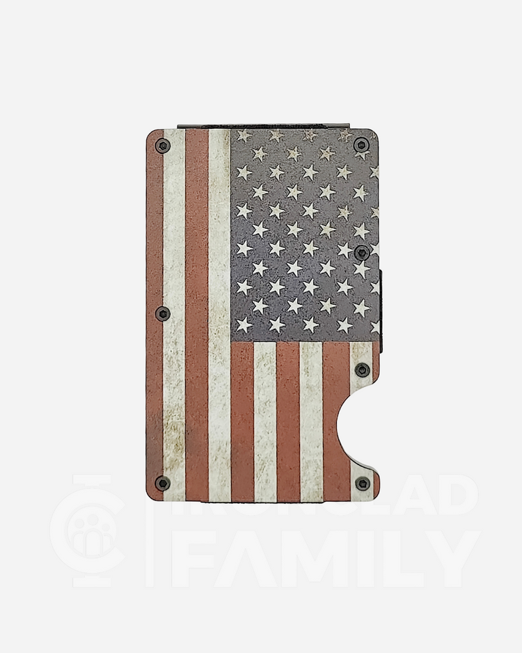 Old Glory themed metal RFID blocking wallet