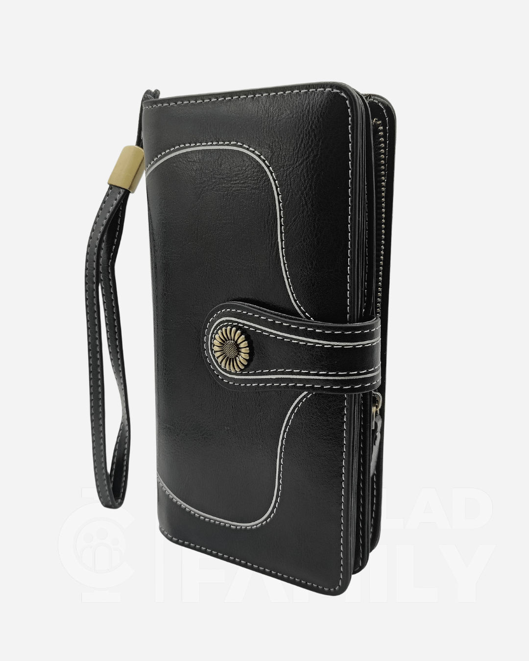 Black RFID Blocking Large Capacity Leather Wallet featuring two compartments