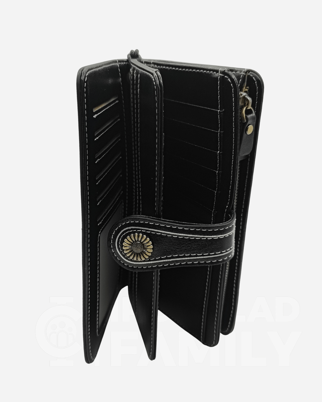 Black RFID Blocking Large Capacity Leather Wallet featuring two compartments