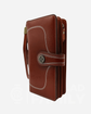 RFID blocking brown leather wallet with zipper detail