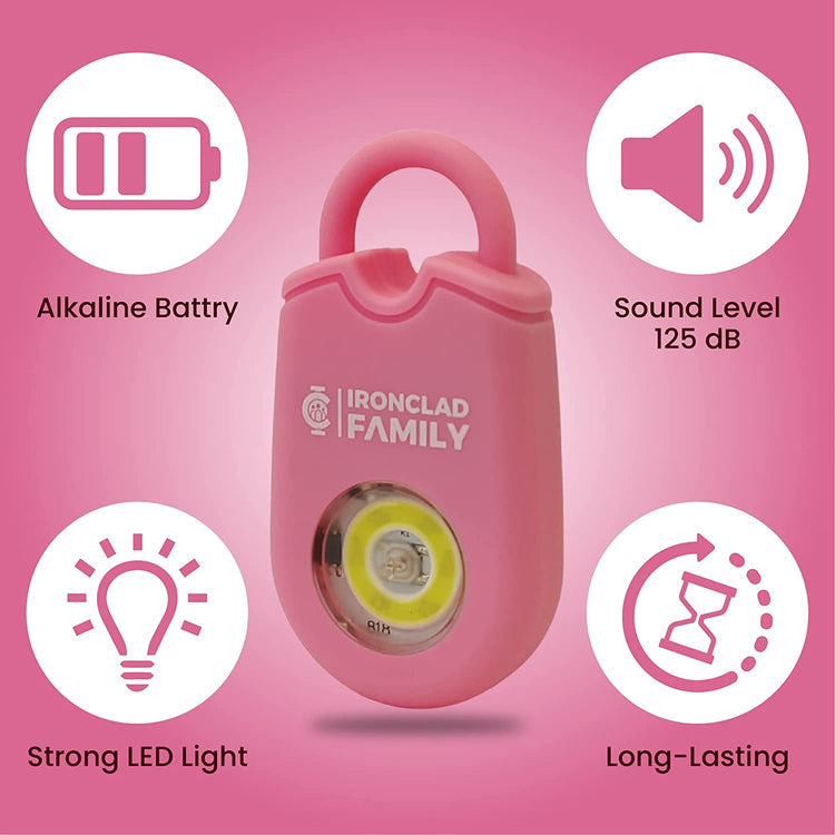 Pink flashlight of the Personal Alarm with &
