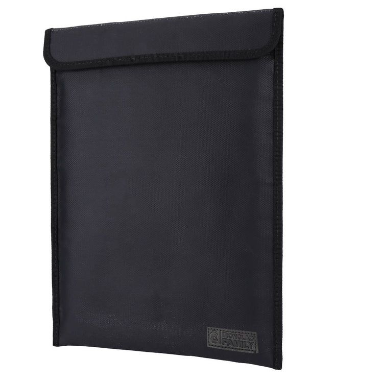Black fireproof document bag with a secure zipper