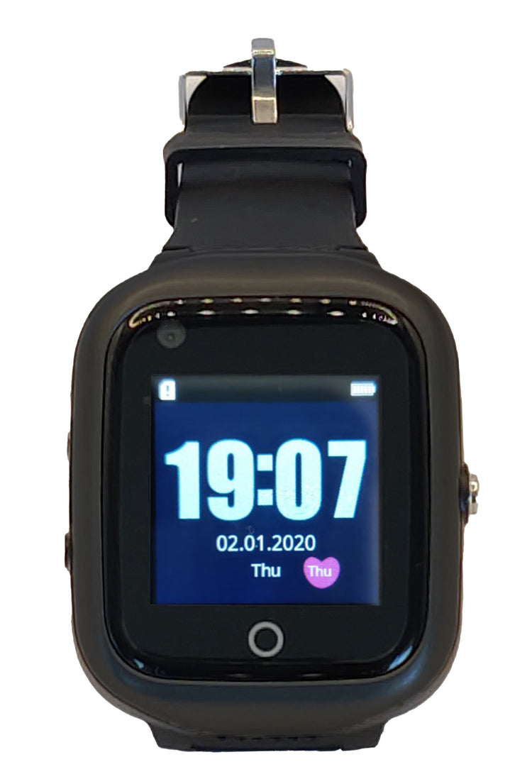 GPS Tracker Watch for seniors displaying heart symbol on screen