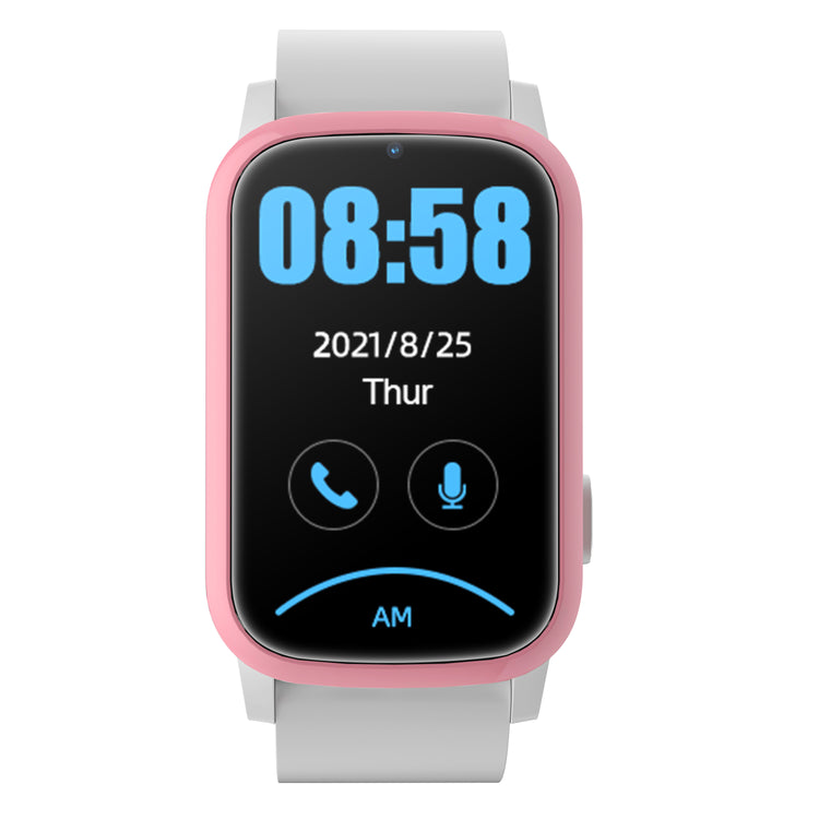 Slim design GPS tracker watch with pink strap and blue digits
