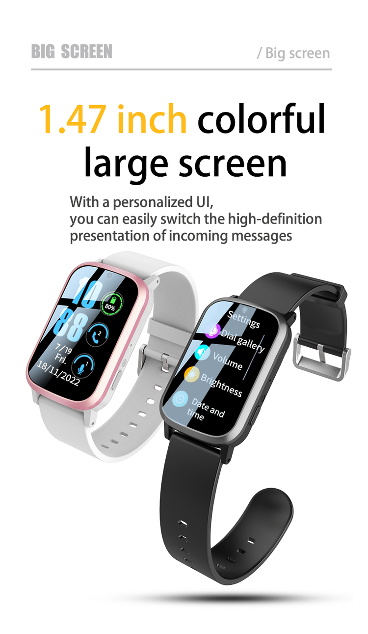 Promotional image of the GPS tracker watch highlighting its large screen