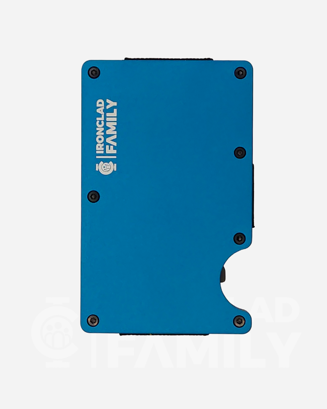 Blue Matte Metal RFID Blocking Wallet with Cash Strap