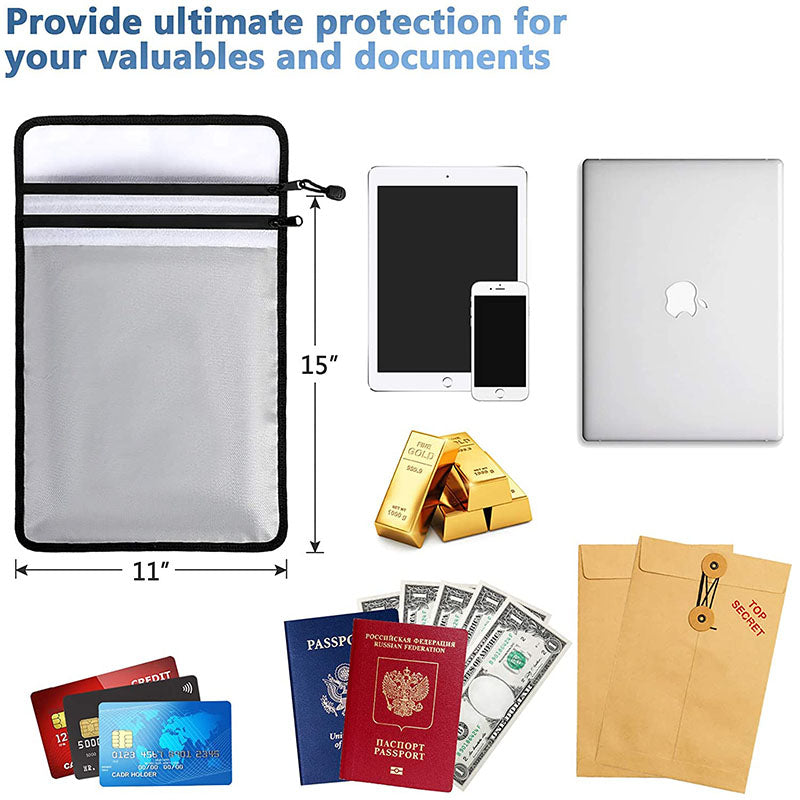 Passport and other items stored in the Fireproof Water-Resistant Document Bag