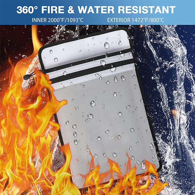 Fireproof Water-Resistant Document Bag used as a protective case for iPad