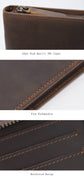 Different views of the RFID blocking cowhide leather multi-passport holder