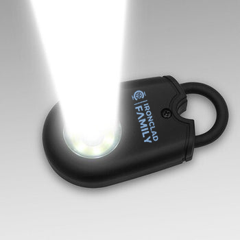 Illuminated flashlight feature on the personal alarm sound pendant keychain
