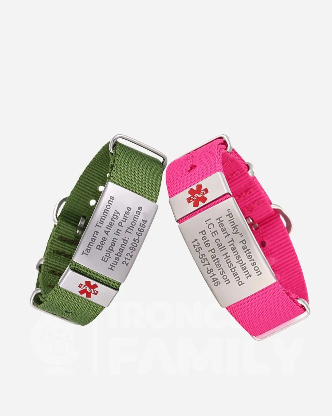 Personalized Fabric and Stainless Steel Medical ID Bracelet