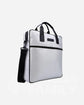 White fireproof and water-resistant laptop bag with black handles