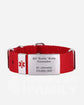 Red fabric medical ID bracelet with personalized engraving