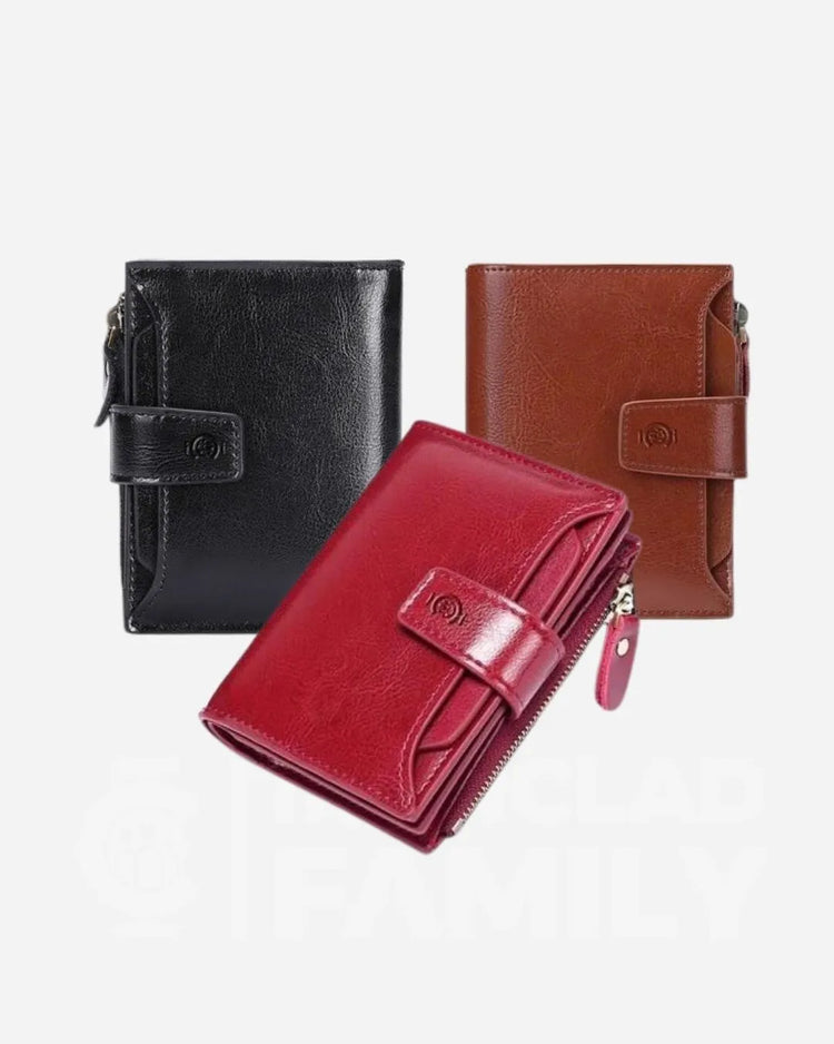 RFID Shielded Leather Compact Wallet in three different colors