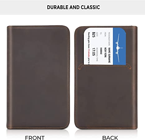 RFID-blocking cowhide leather passport holder for iPhone 6s Plus