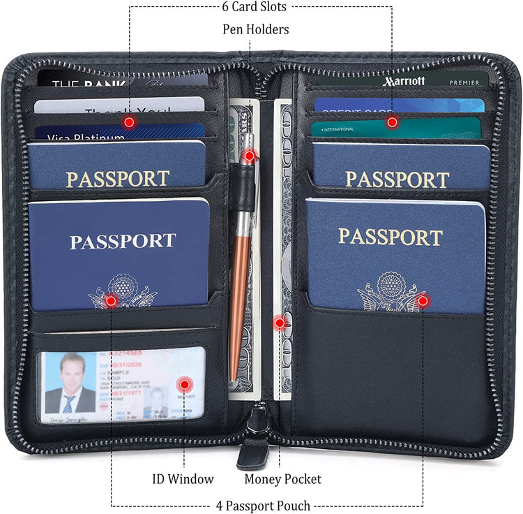 Travel with peace of mind knowing your personal information is secure with our RFID blocking passport holder, crafted with genuine leather and designed with precision to fit your documents perfectly.