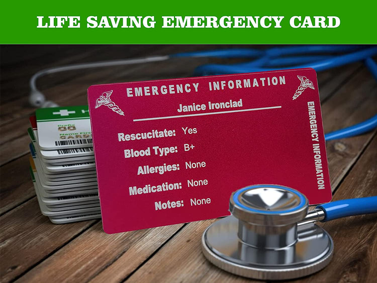 Life-saving information contained in an emergency wallet card