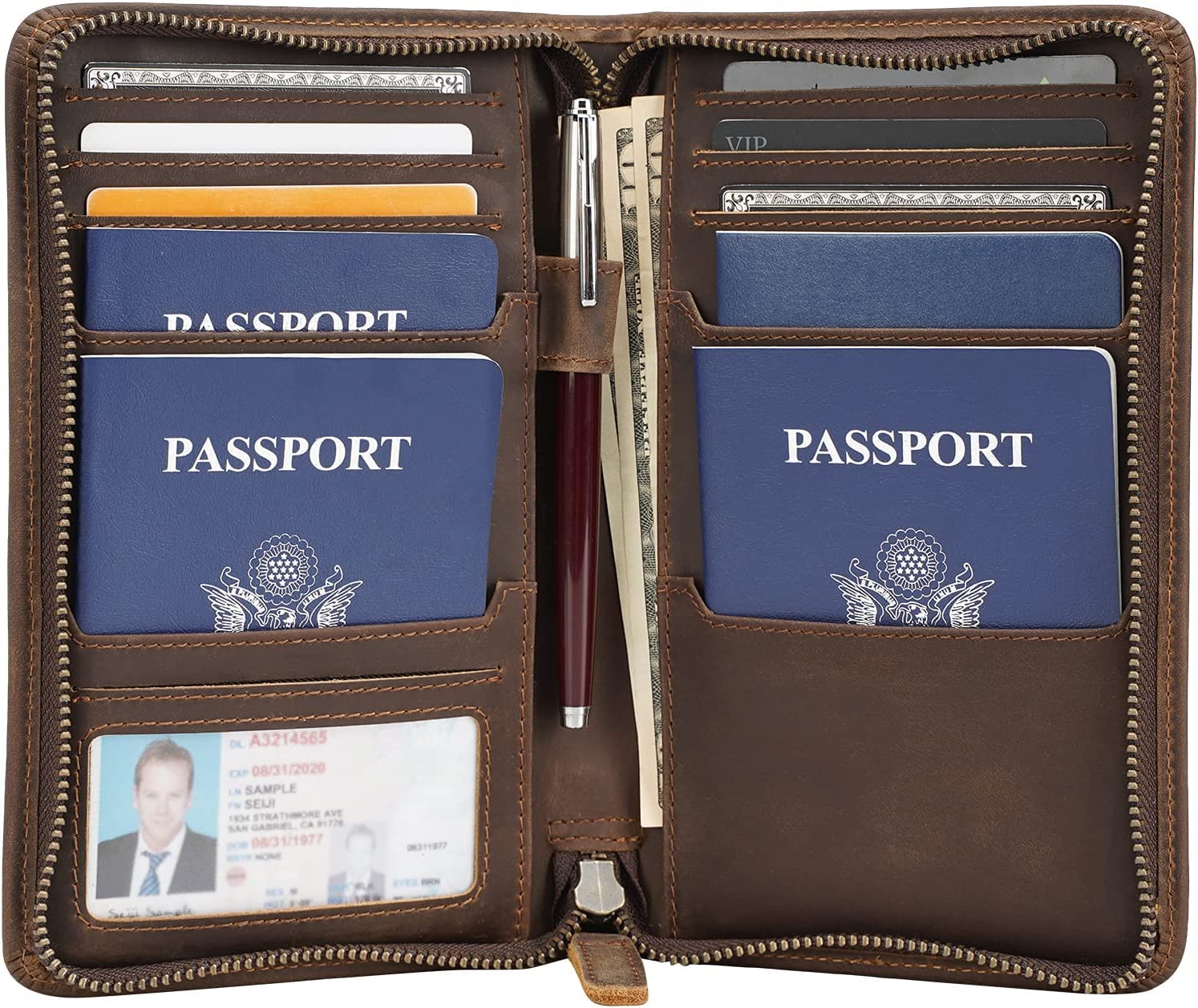 High Quality - RFID Blocking Cowhide Leather Multi-Passport Holder High Quality - RFID Blocking Cowhide Leather Multi-Passport Holder