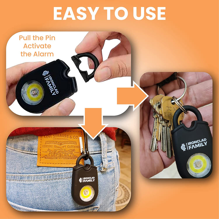 User-friendly Personal Alarm Sound Pendant Keychain with flashlight